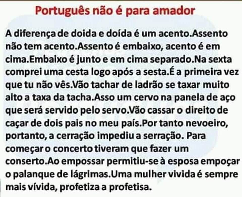 Português não é para amador